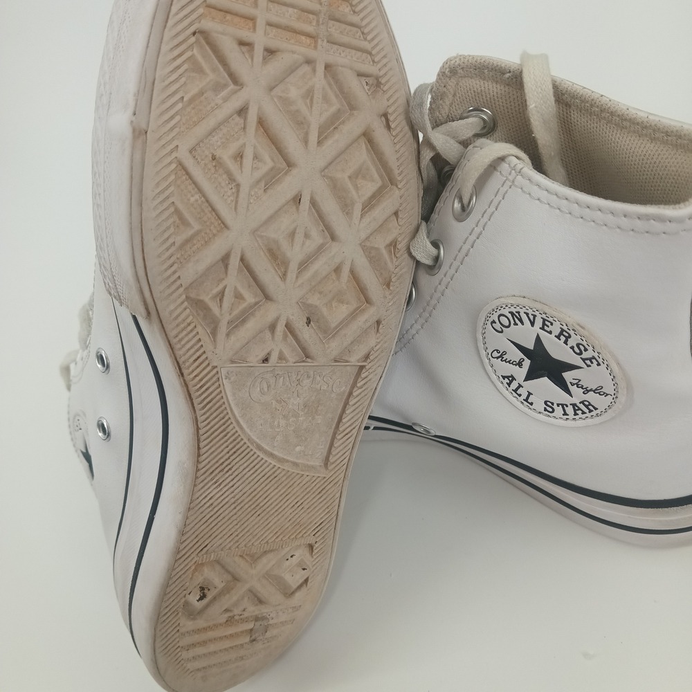 Converse Chuck Taylor All Star Platform High Top White Leather Womens 6.5 - Picture 6 of 9